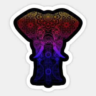 Colorful Mandala Elephant Dark Sticker